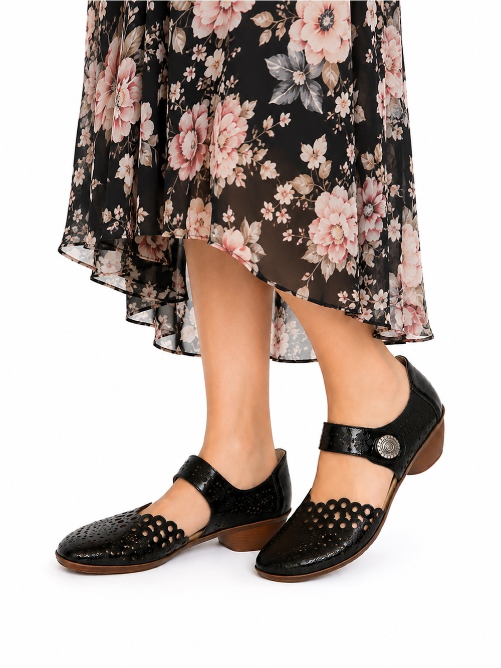Size 11 (EU 42) Rieker 43753 Anti-Stress Women’s Black Patent Mary Jane Heels